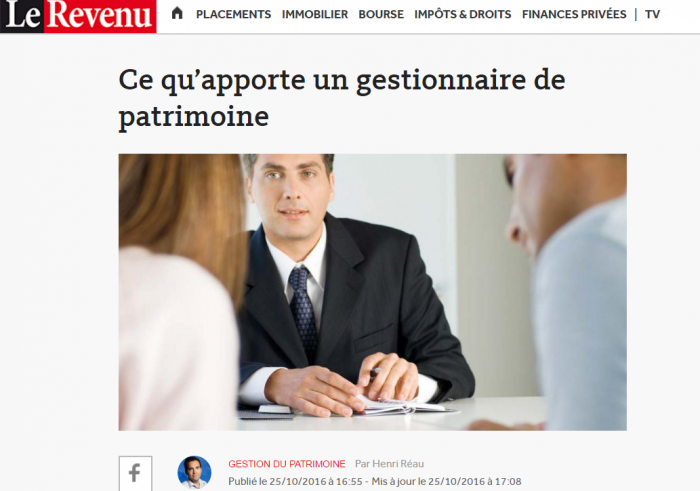 Article le Revenu Gestionnaire de Patrimoine